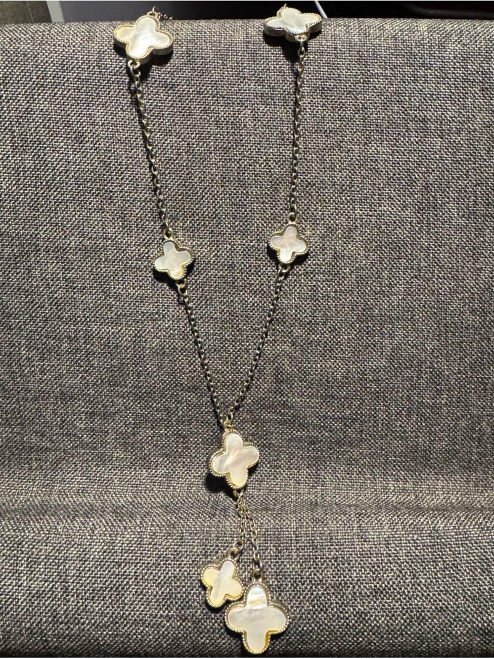 Silver & White Pearl Clover Pendant Necklace